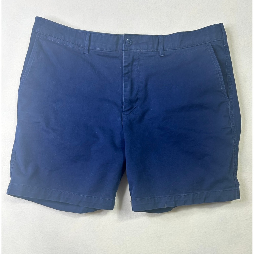 Cremieux Mens Comfort Stretch Chino Shorts Navy Blue Size 35 Flat Front